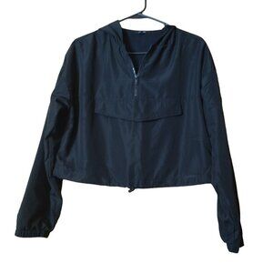 Labijou Women's Small Black 1/2 Zip Pullover Hooded Cropped Lightweight Jacket